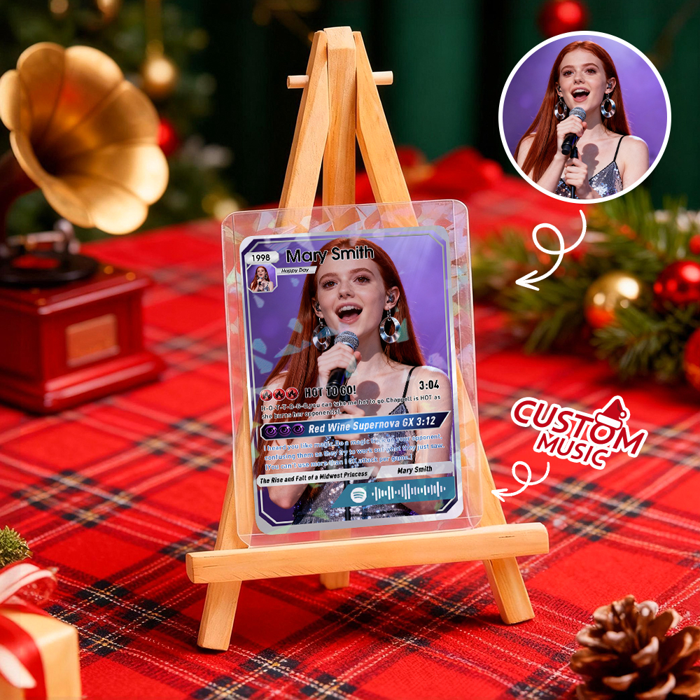 Custom Christmas Trading Sports Card Personalized Music Code Trading Card with Photo & Name, Unique Holiday Gift for Lover - MyPhotoSocksAu