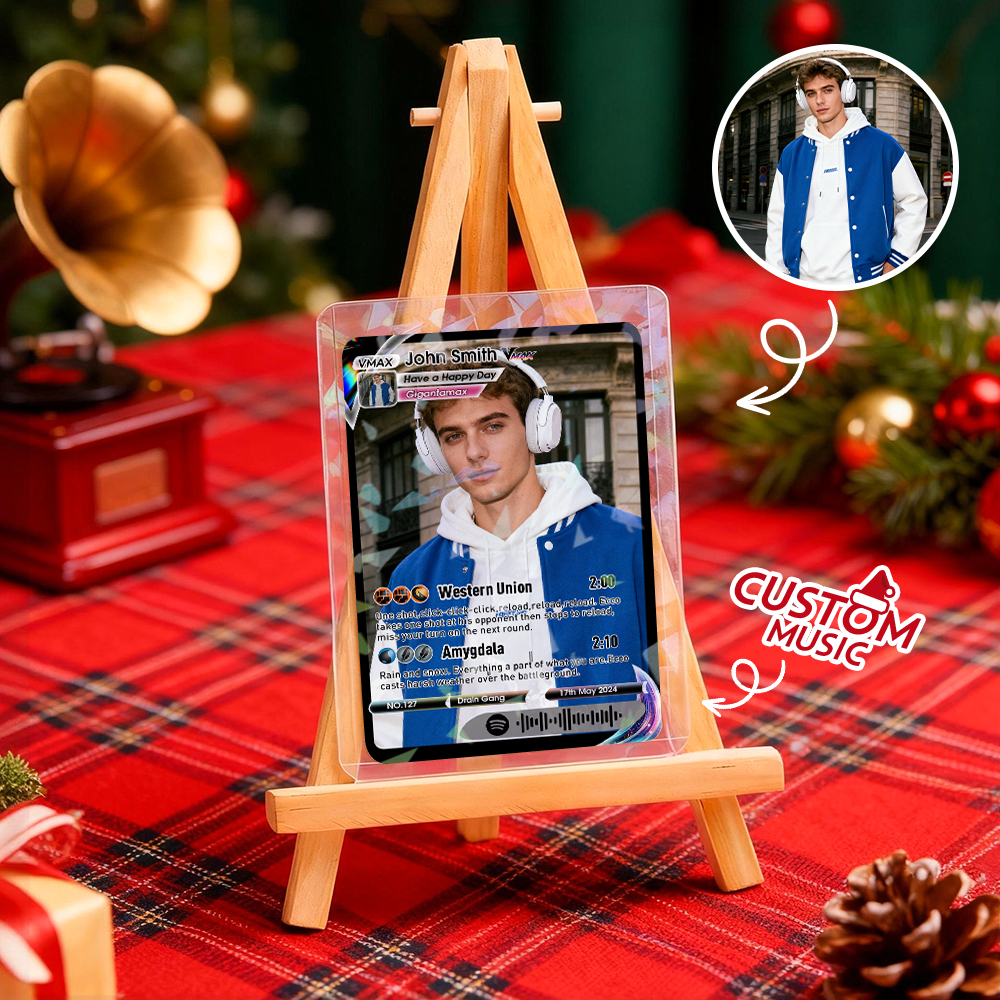 Custom Christmas Trading Sports Card Personalized Music Code Trading Card with Photo & Name, Unique Holiday Gift for Lover - MyPhotoSocksAu