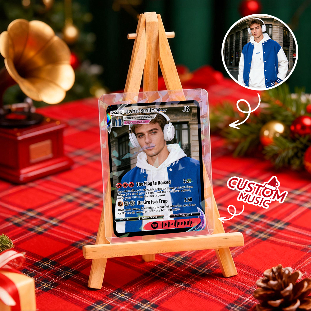 Custom Christmas Trading Sports Card Personalized Music Code Trading Card with Photo & Name, Unique Holiday Gift for Lover - MyPhotoSocksAu
