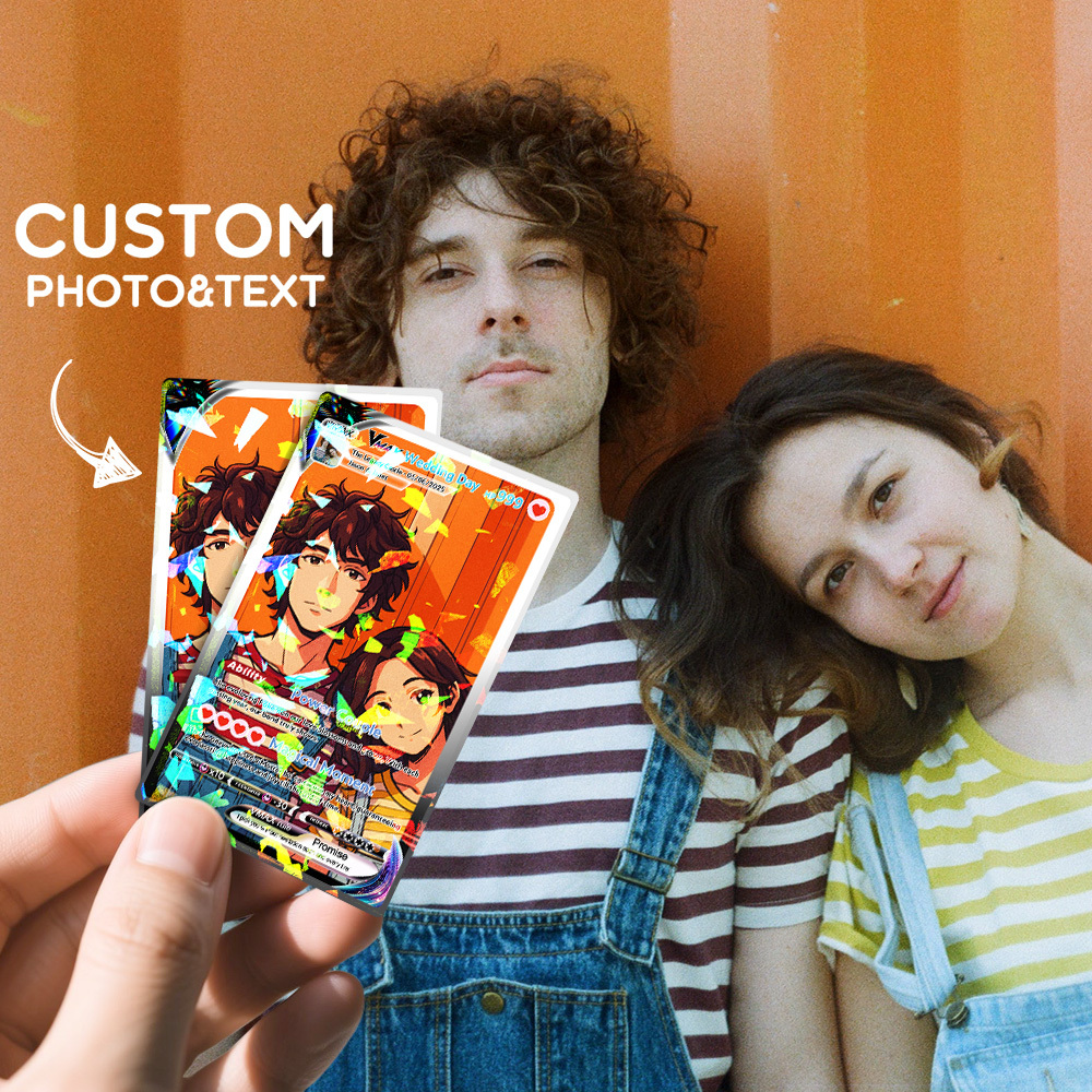 Custom Anime Couple Card Romantic Valentine Gift for Couple Unique Collectible Keepsake Gift - MyPhotoSocksAu