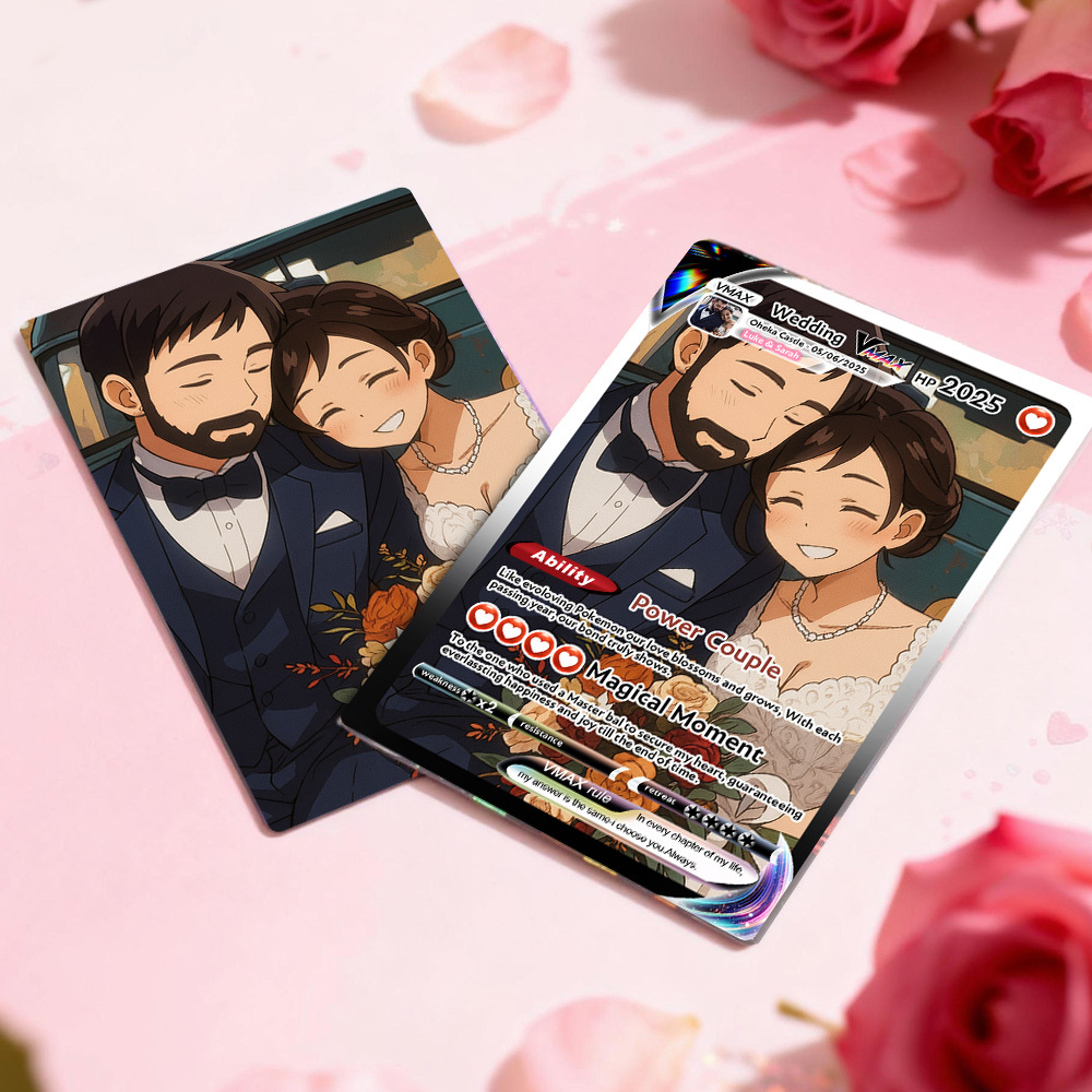 Custom Anime Couple Card Romantic Valentine Gift for Couple Unique Collectible Keepsake Wedding Gift - MyPhotoSocksAu