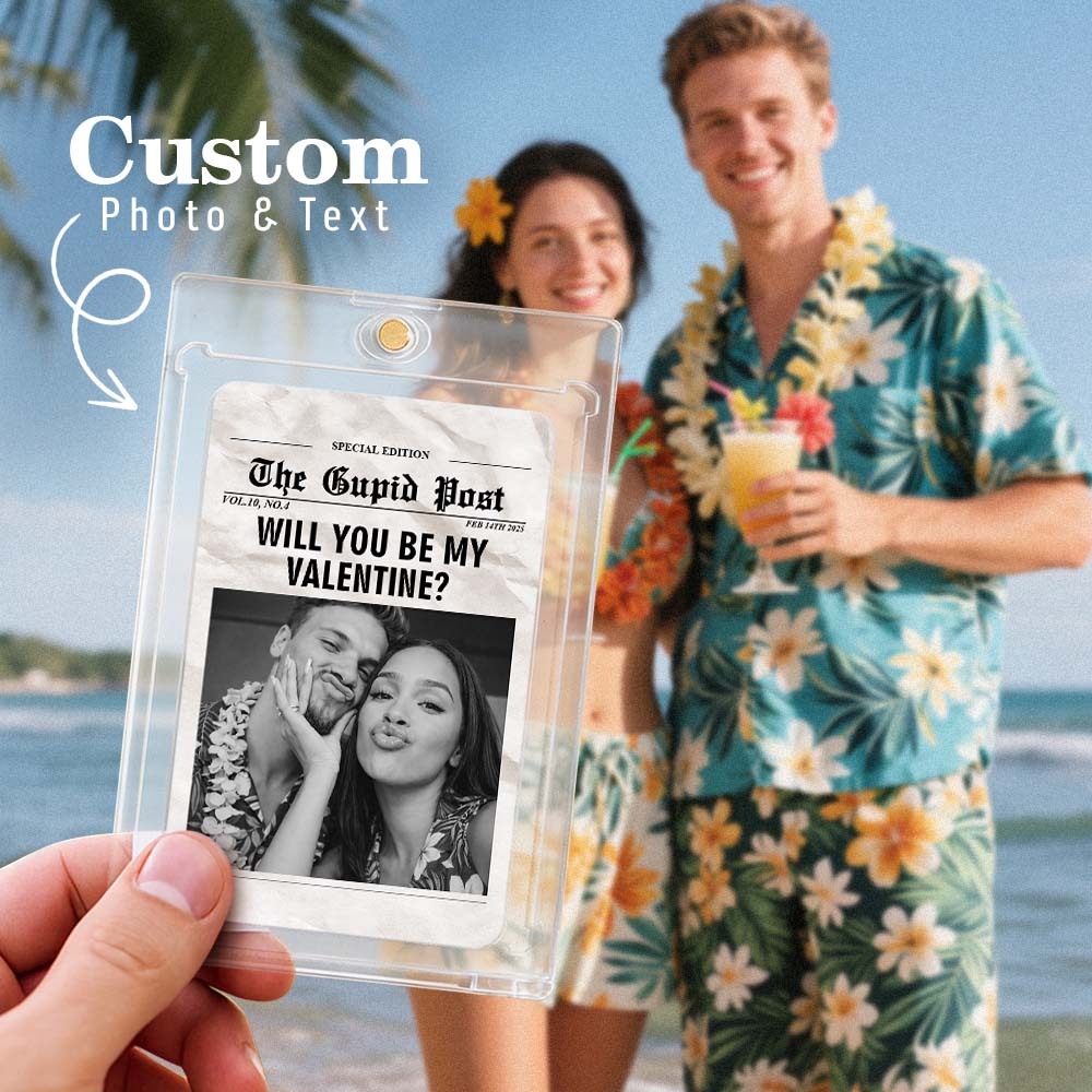 Custom Couple Card Romantic Valentine Gift for Couple Unique Collectible Keepsake Will You Be My Valentine Newspaper Template - MyPhotoSocksAu