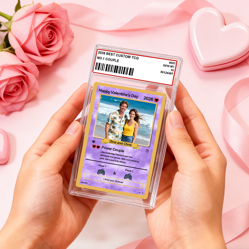 Personalized Valentine’s Day Power Couple Card, Custom Anniversary Card Couple Photo Anime Style, Best Valentine's Day Gift for Lover - MyPhotoSocksAu
