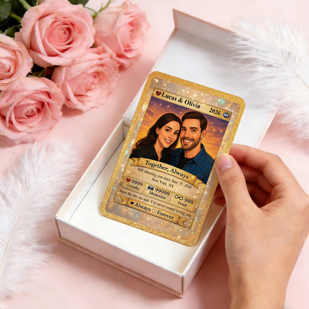 Personalized Valentine’s Day Power Couple Card, Custom Anniversary Card Couple Photo Anime Style, Best Valentine's Day Gift for Lover - MyPhotoSocksAu