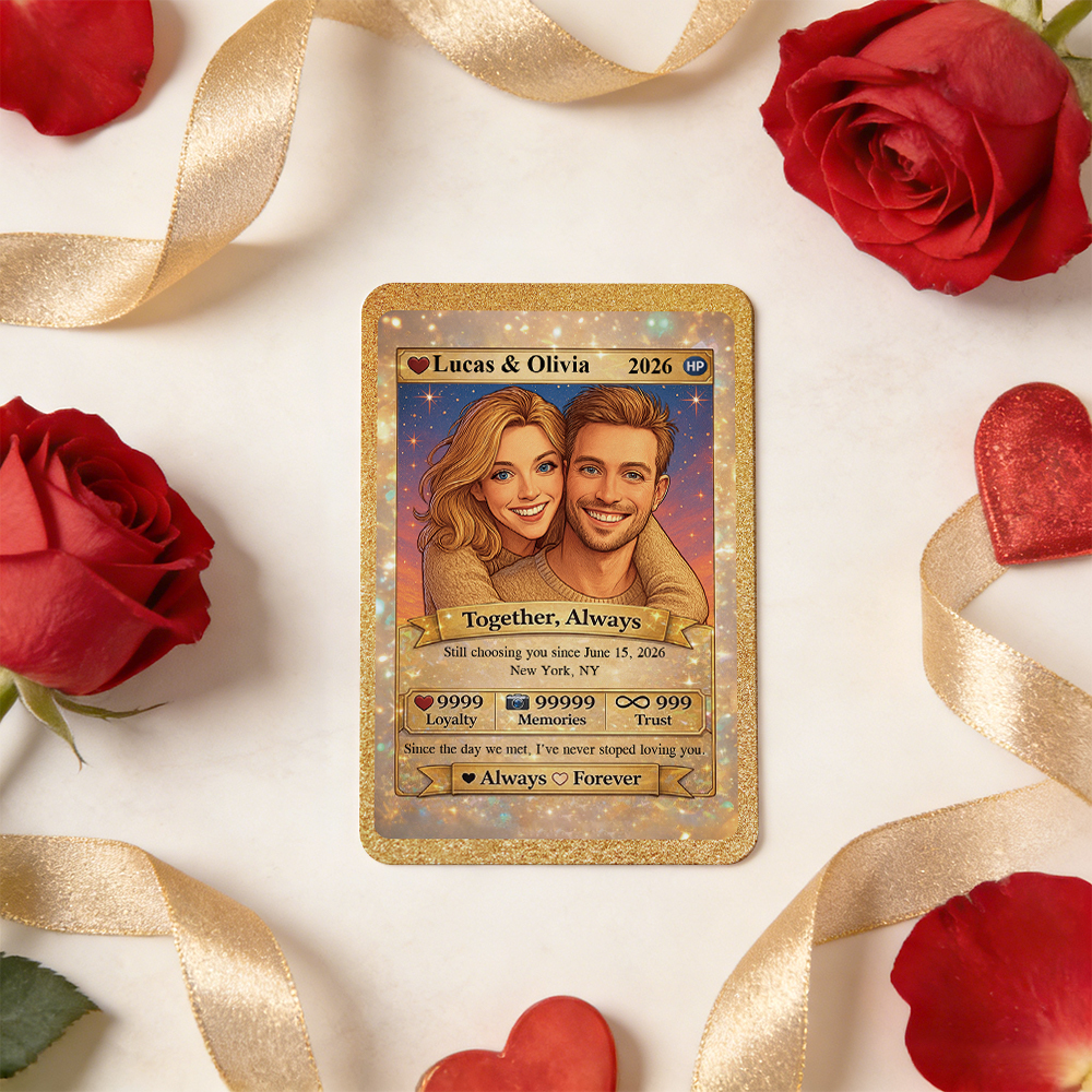 Personalized Valentine’s Day Power Couple Card, Custom Anniversary Card Couple Photo Anime Style, Best Valentine's Day Gift for Lover - MyPhotoSocksAu