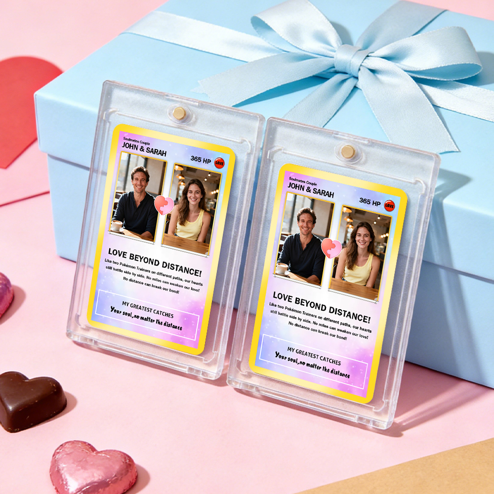 Custom Gift for Couples Photo and Text Card Personalized Anniversary Keepsake Card LOVE BEYOND DISTANCE Style Gift - MyPhotoSocksAu