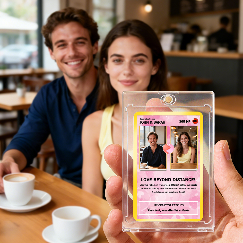 Custom Gift for Couples Photo and Text Card Personalized Anniversary Keepsake Card LOVE BEYOND DISTANCE Style Gift - MyPhotoSocksAu