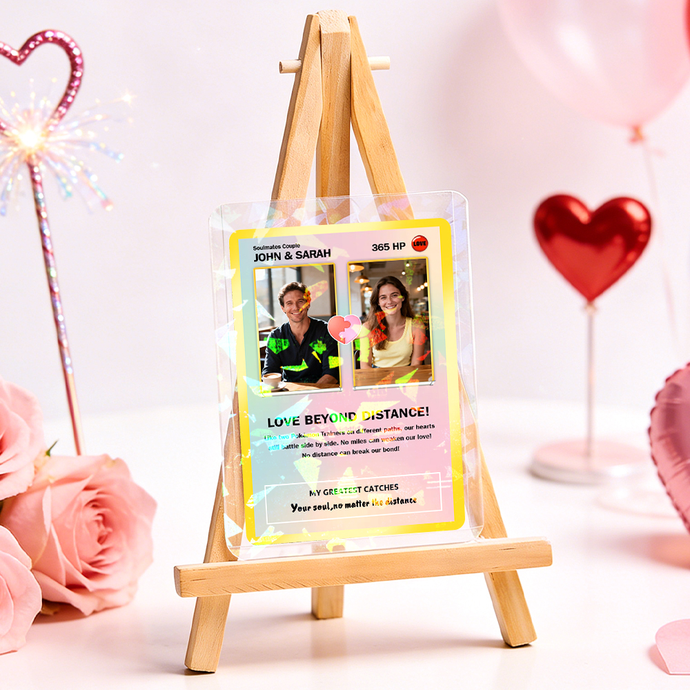 Custom Gift for Couples Photo and Text Card Personalized Anniversary Keepsake Card LOVE BEYOND DISTANCE Style Gift - MyPhotoSocksAu