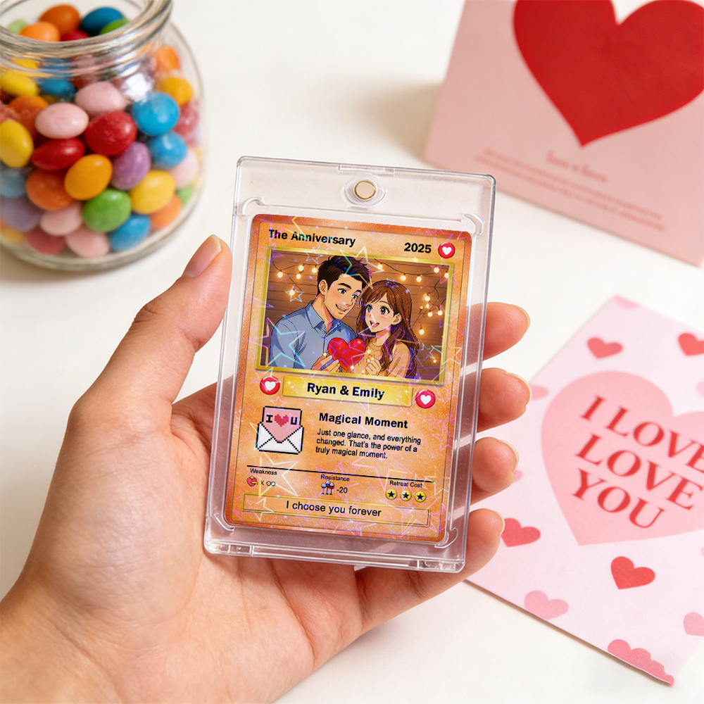 Custom Couple Card Romantic Anniversary Gift for Couple Trading Cards Keepsake Couple Photo Cute Style Card - MyPhotoSocksAu