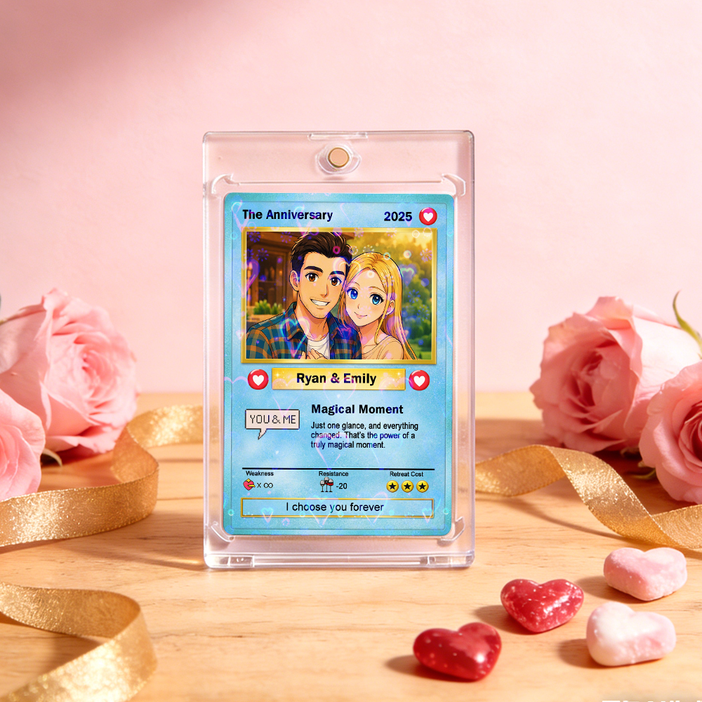 Custom Couple Card Romantic Anniversary Gift for Couple Trading Cards Keepsake Couple Photo Cute Style Card - MyPhotoSocksAu
