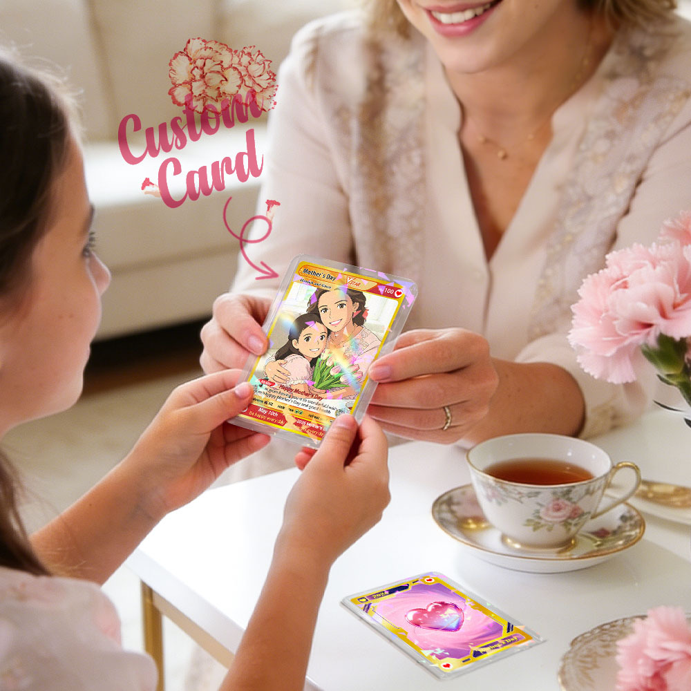 Custom Mother’s Day Anime  Photo Game Card Mom & Child Card - MyPhotoSocksAu