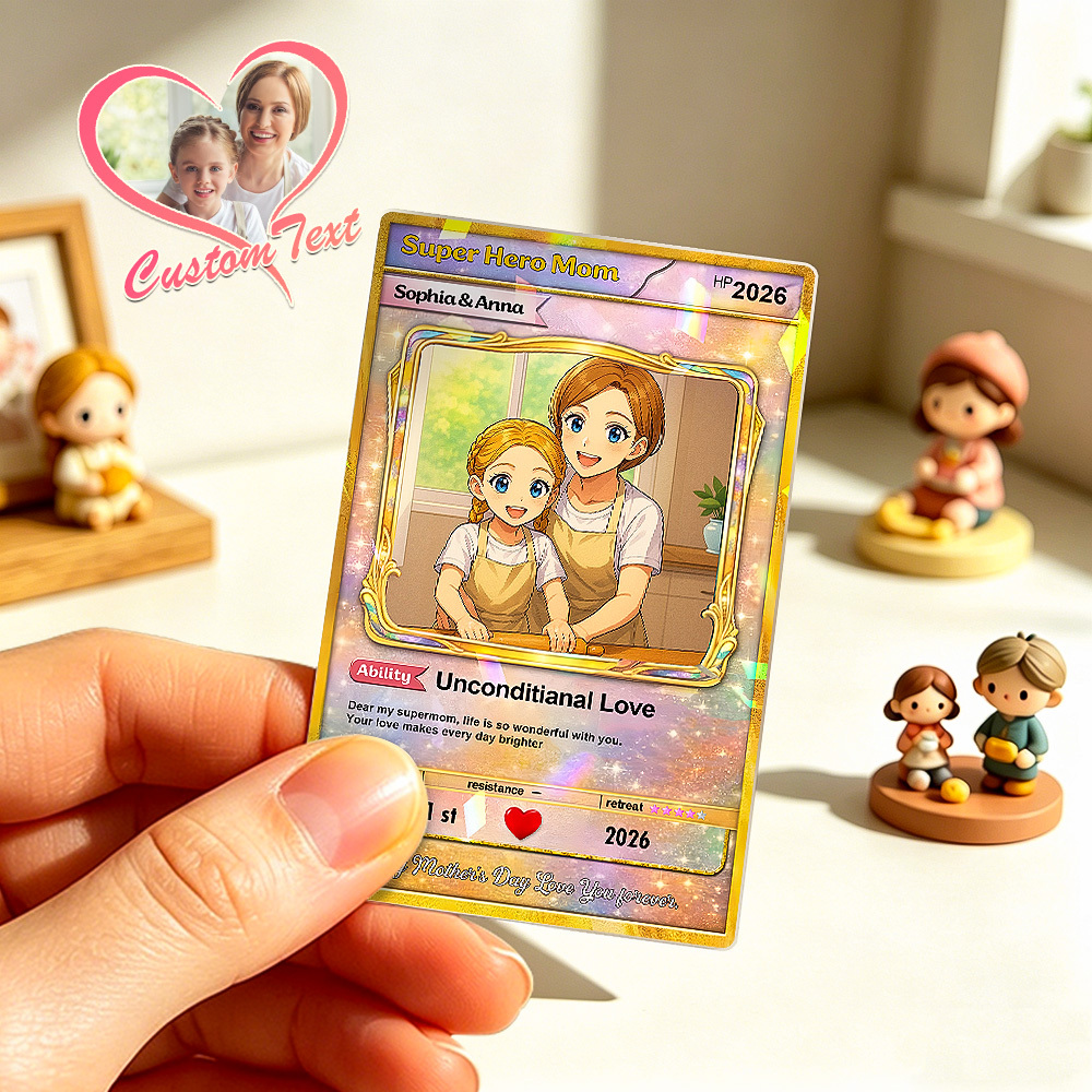 Personalized Mother's Day Pokemon Card, Custom Birthday Photo Art Card, Wedding & Anniversary Photo to Holo Card, Gift For Mom, New Mom Gift