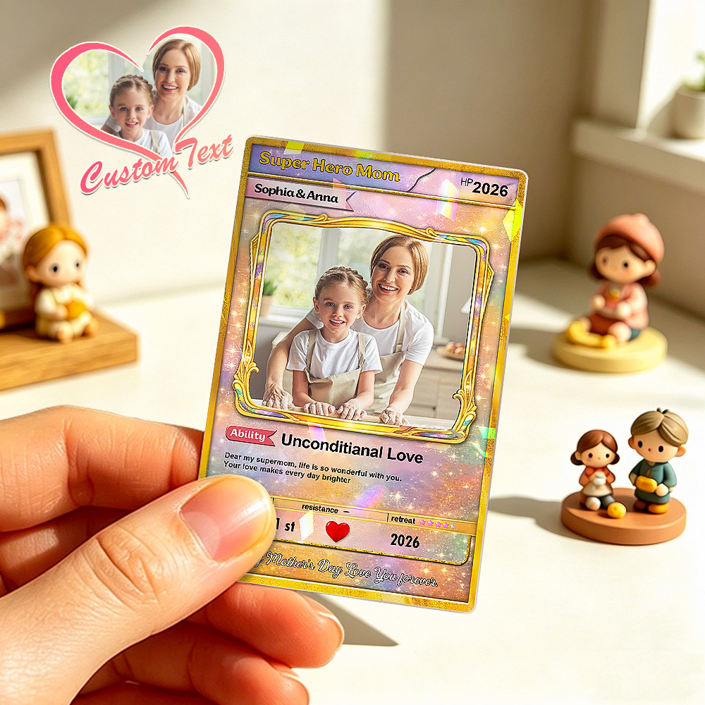 Personalized Mother's Day Card, Custom Birthday Photo Acrylic Art Card, Wedding & Anniversary Photo to Holo Card, Gift For Mom - MyPhotoSocksAu