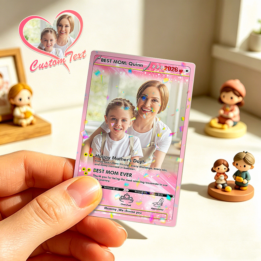 Custom Poké Mother's Day Card, Personalized Photo Trainer Card for Mom, Gamer Mom Gift, Unique Mother's Day Keepsake