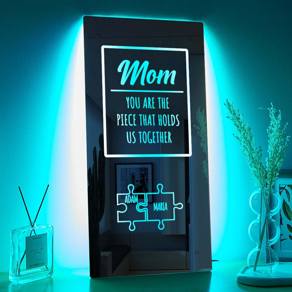 Personalized Name Mirror Light Mom Puzzle Family Gift - MyPhotoSocksAu