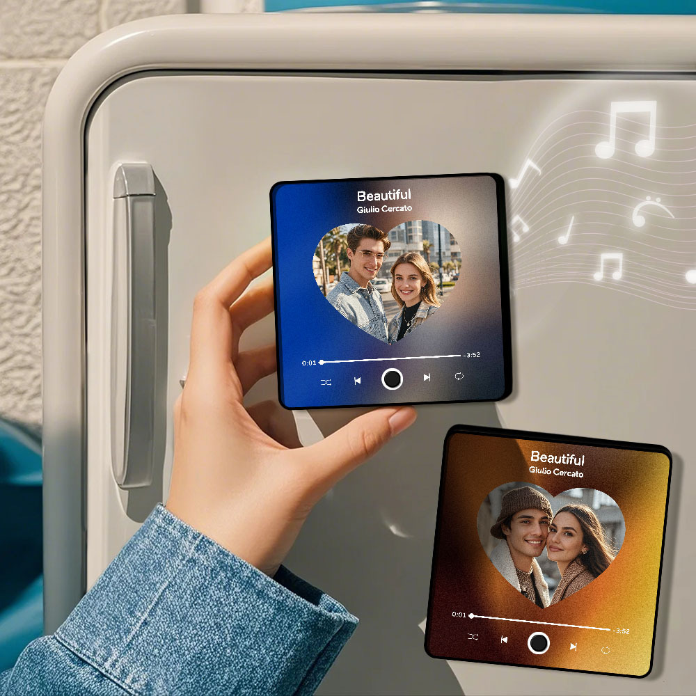 Custom Multi Photo Album Music Fridge Magnet  Photo and Text Music Fridge Personalized Phone Music Fridge Magnet Pro - MyPhotoSocksAu