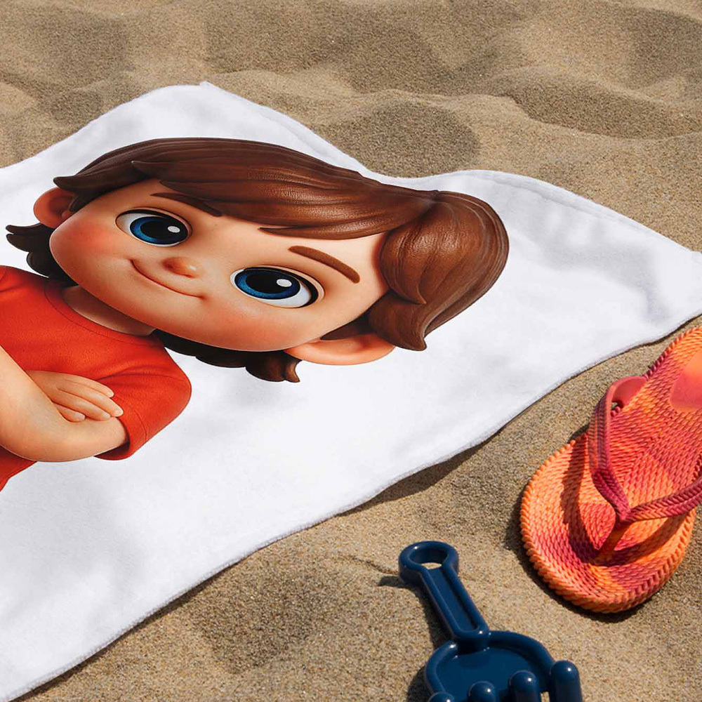 Custom Photo Beach Towel with Cartoon Design Personalized Wedding & Anniversary Gift - MyPhotoSocksAu