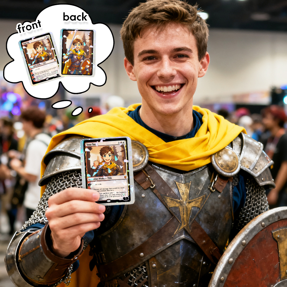 Custom Character Card Personalized Magic Style Christmas Gift Funny Cartoon Christmas Gift for Him or Her MTG Style Card Gift - MyPhotoSocksAu