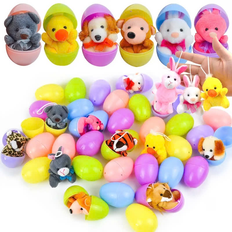 Prefilled Easter Eggs Filled with Plush Animal Toys 12/24/36 Pcs - MyPhotoSocksAu