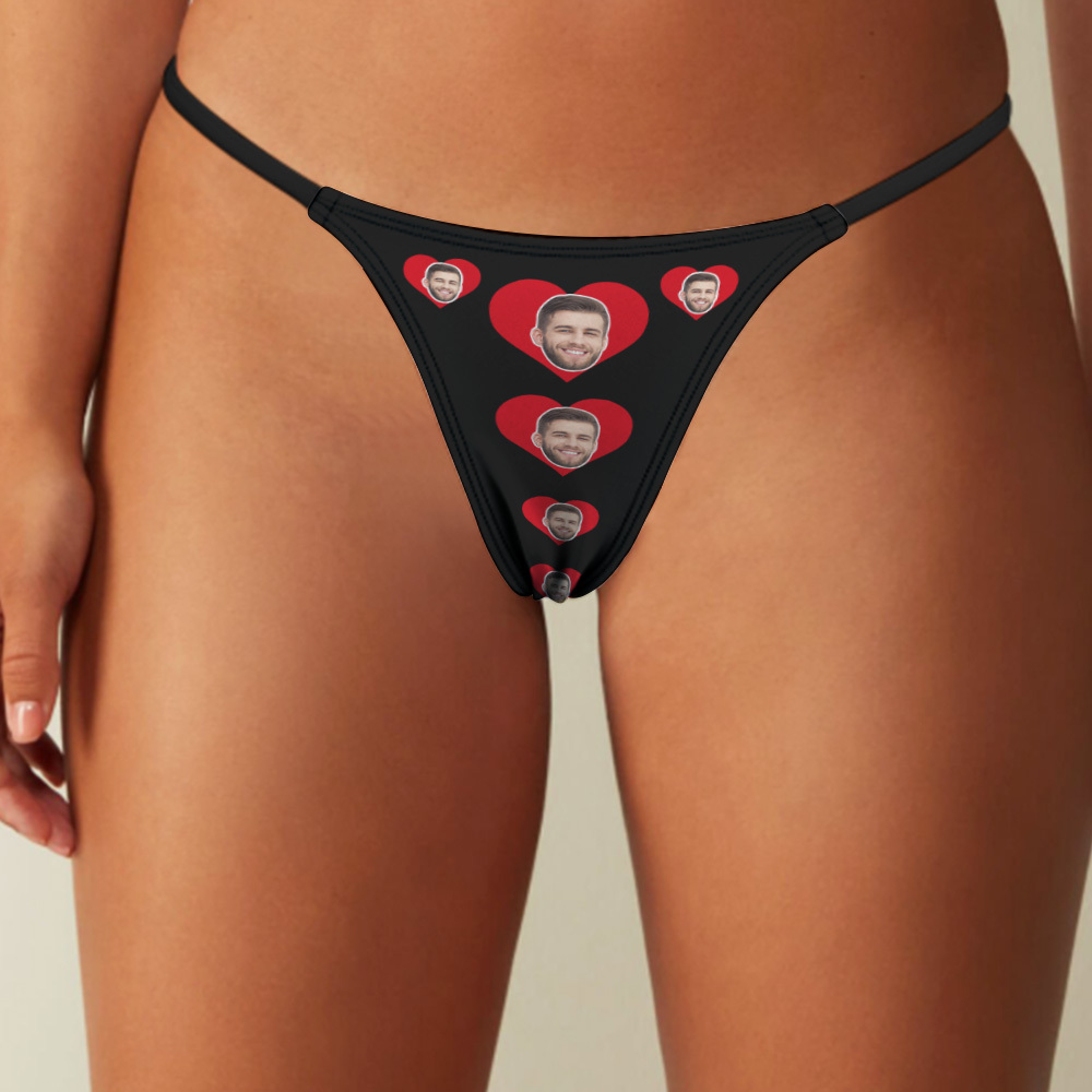 Custom Thongs Face Photo Panties Funny Underwear Briefs Kiss Me Love Thong Valentine's Gift - MyPhotoSocksAu
