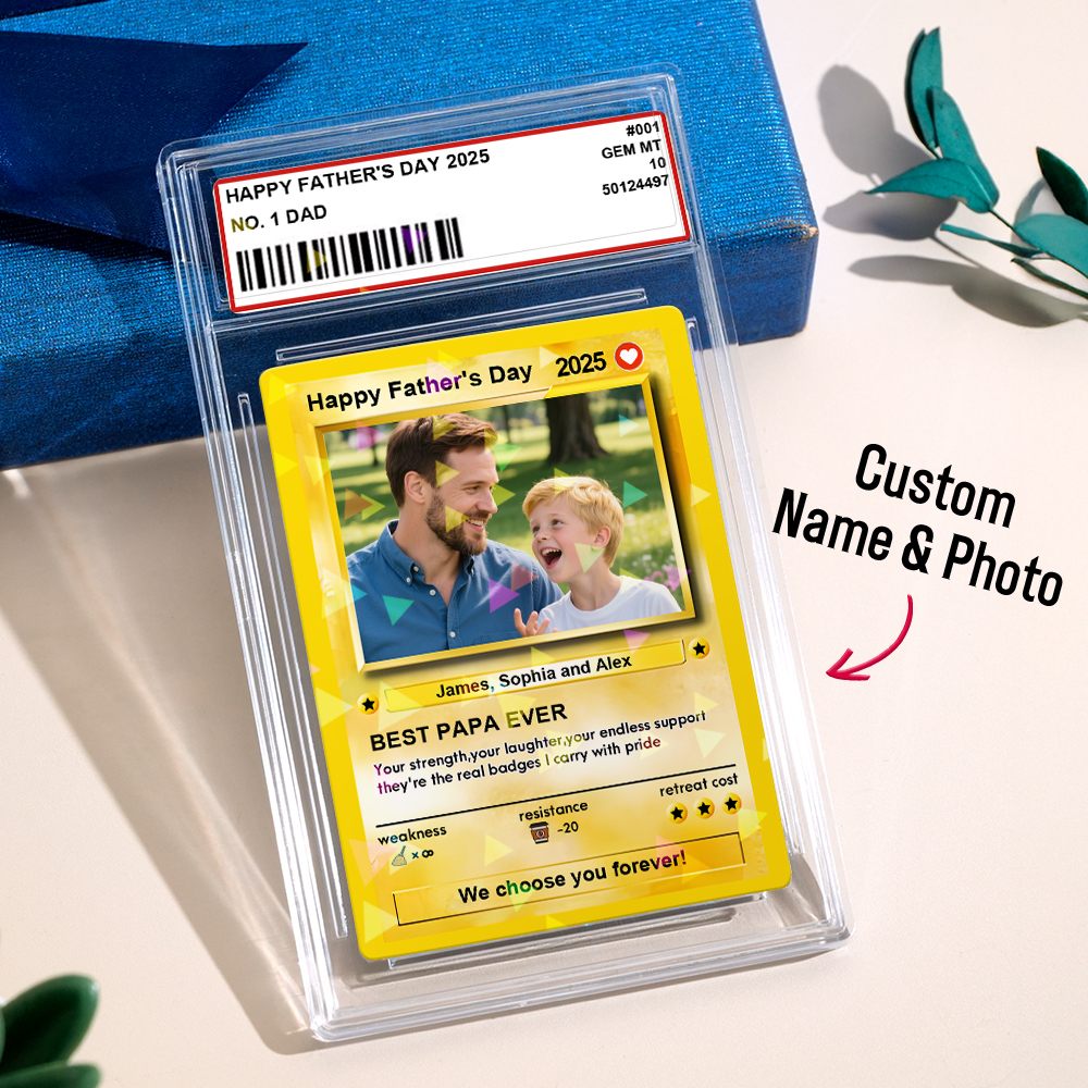 Personalized Father Tie Poke Card Retro Cartoon-Inspired Mini Gift for Dad Photo Text Poke Card - MyPhotoSocksAu