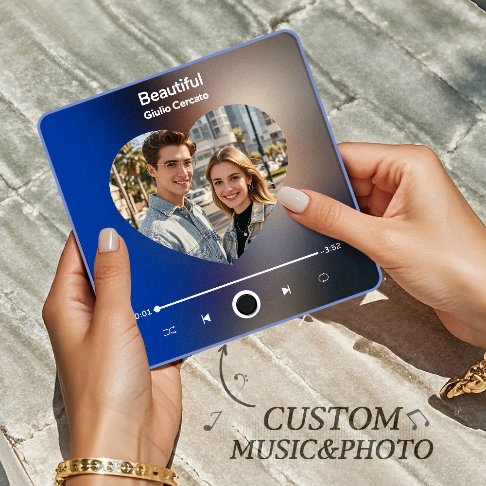 Custom Photo Album Music Fridge Magnet Heart Photo and Date Music Fridge Personalized Phone Music Fridge Magnet Pro - MyPhotoSocksAu