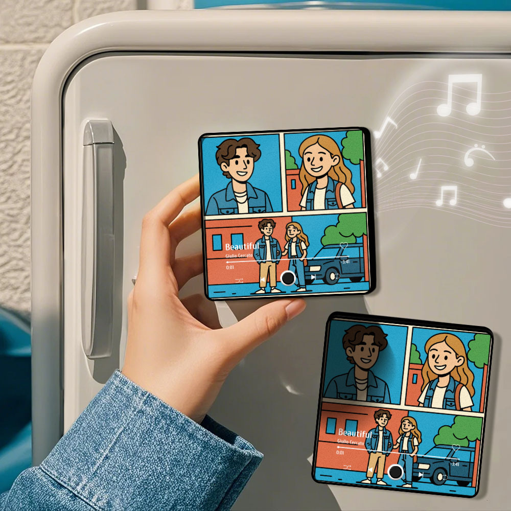 Custom Cartoon Photo Style Fridge Magnet Music Can Be Played Without Cell Phone Music Cartoon Poster Fridge Magnet - MyPhotoSocksAu