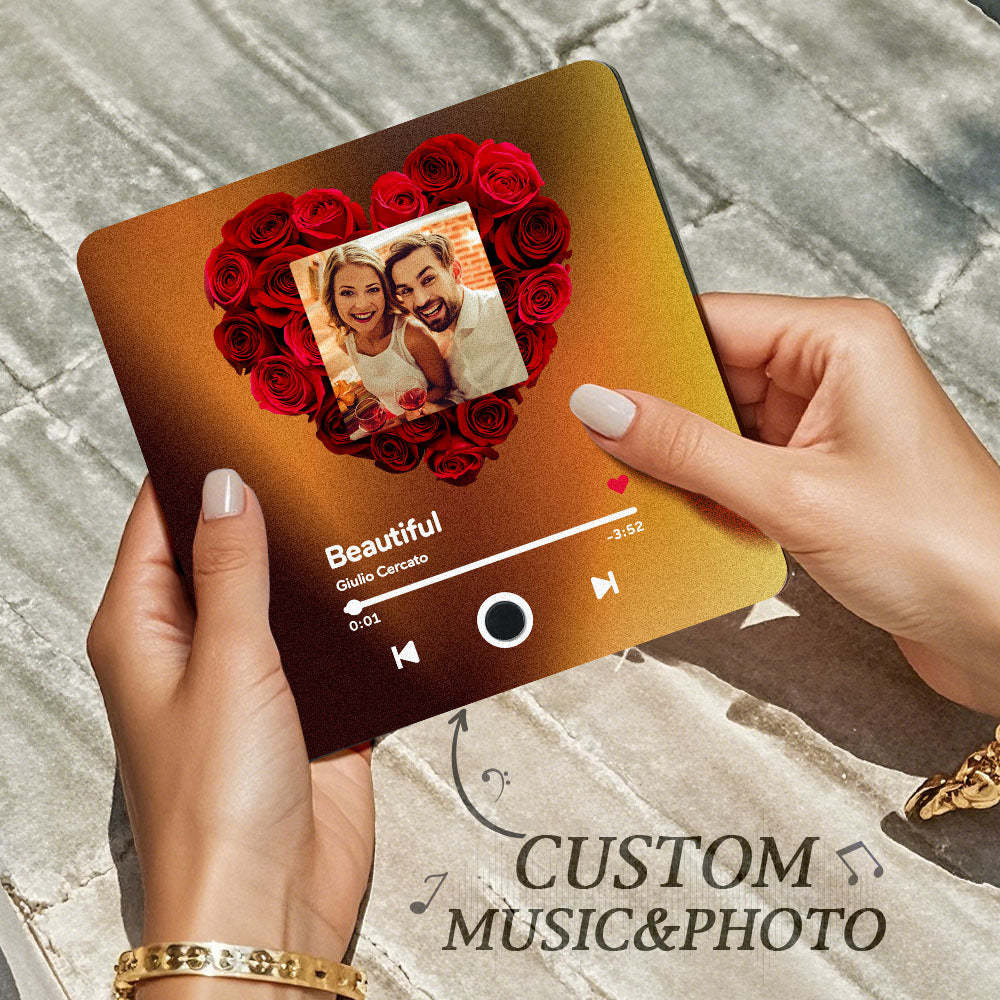 Custom Valentines Photo Album Fridge Magnet Music Wall Photo Sticker Music Movement That Can Be Played Without Cell Phone Music Fridge Magnet Pro Can Play Songs Couple Gift - MyPhotoSocksAu