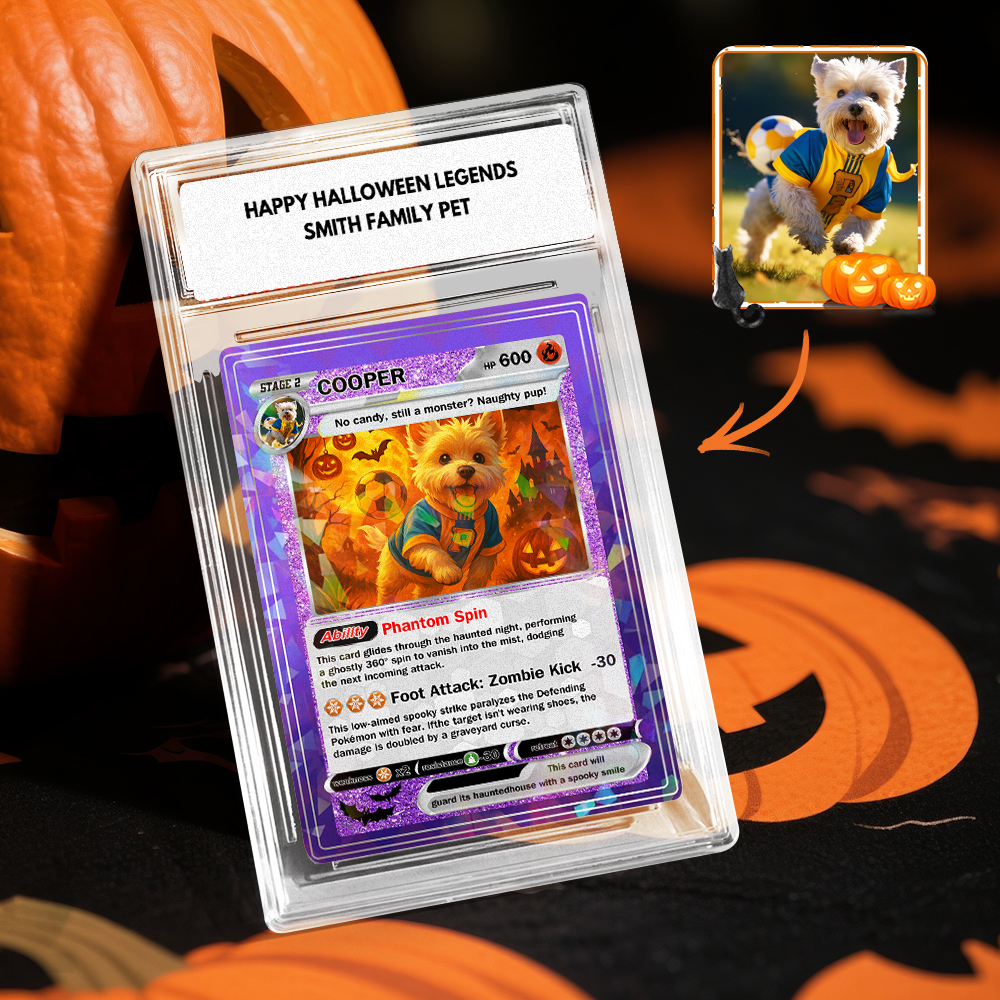Custom Halloween Game Card Personalized Cartoon Trading Card with Photo & Name, Unique Holiday Gift for Lover - MyPhotoSocksAu