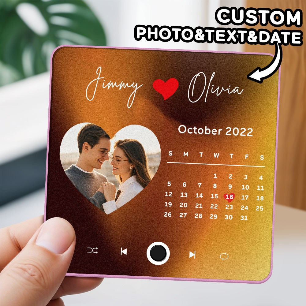 Custom Photo Album Music Fridge Magnet Heart Photo and Date Music Fridge Personalized Phone Music Fridge Magnet Pro - MyPhotoSocksAu