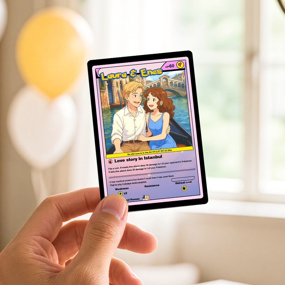 Custom Anime Card Personalized Love Gift for Anniversary, Valentine's Day or Birthday - MyPhotoSocksAu