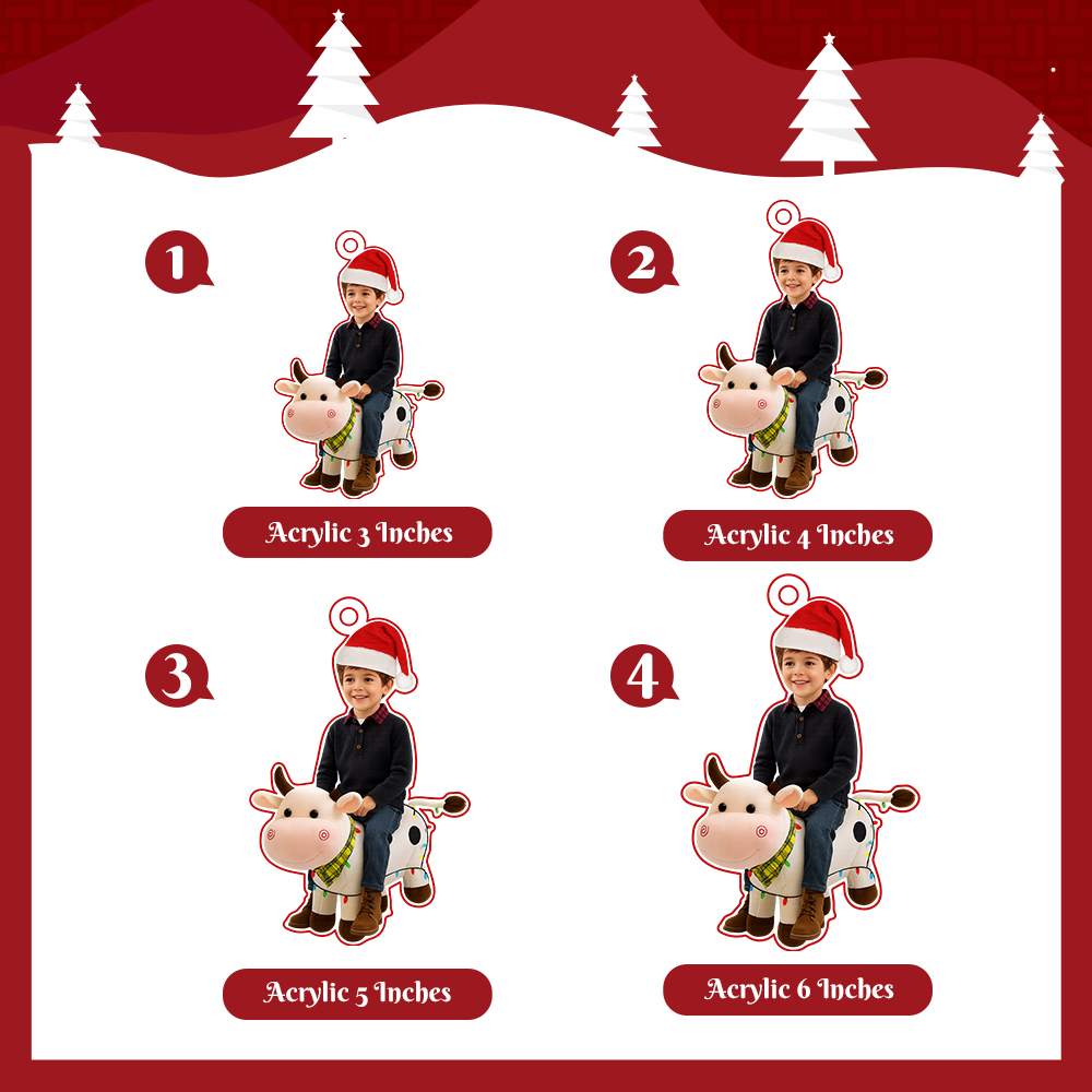 Custom Name Cow With Kid Acrylic Ornaments, Custom Photo Cow Kid Acrylic Ornaments, Acrylic Holiday Gift Ornaments,Xmas Keepsake Gifts - MyPhotoSocksAu