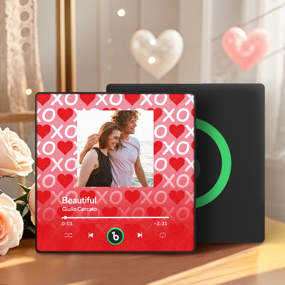 Personalized Music Fridge Magnet Pink Valentine Gift Album Fridge Magnet Music Wall Photo Sticker Music Movement That Can Be Played Gift for Couple - MyPhotoSocksAu