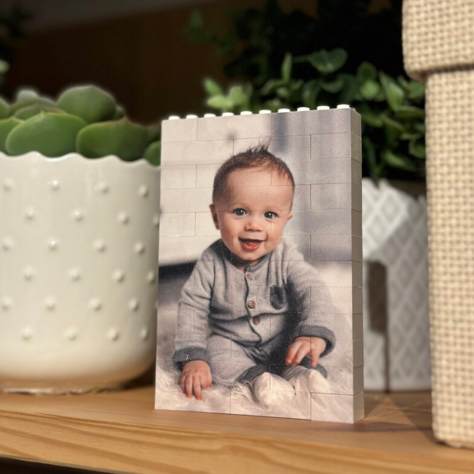 Personalized Photo Puzzle Frame Made From Building Blocks – A Loving Gift For Father's Day - MyPhotoSocksAu