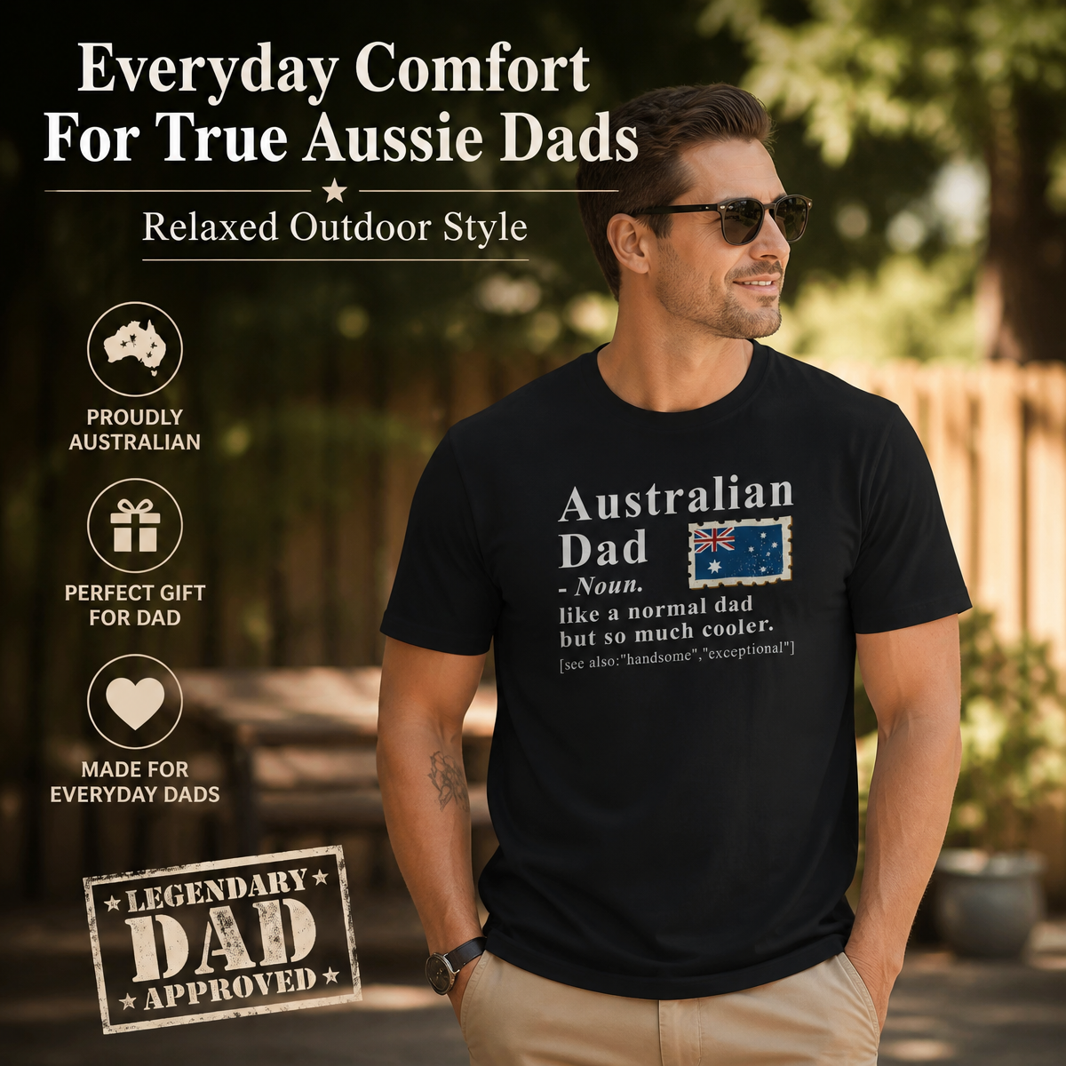 Australian Dad Definition Shirt, Funny Aussie Father Gift T-Shirt, Coolest Dad Ever, Father's Day Present