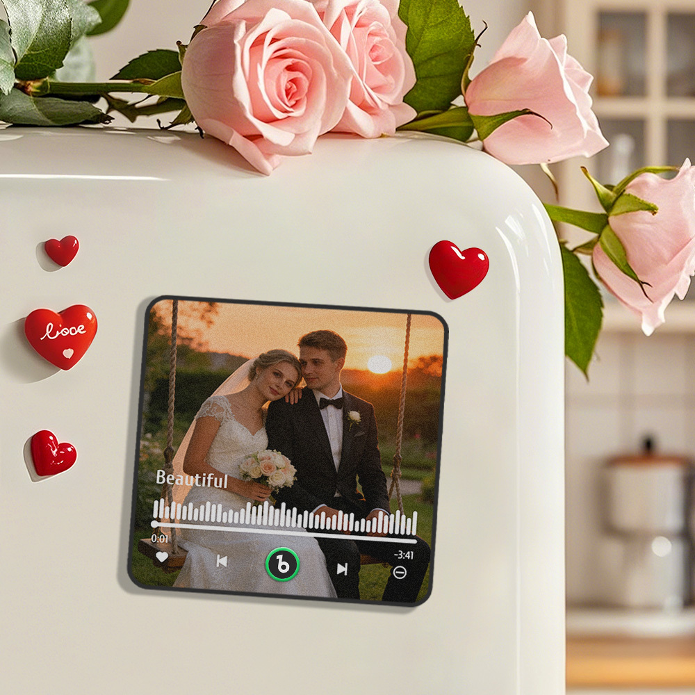 Valentine's Day Gifts Custom Music Fridge Magnet Music Album Fridge Magnet Photo Music Wall Photo Music Movement That Can Be Played Gift Idea - MyPhotoSocksAu