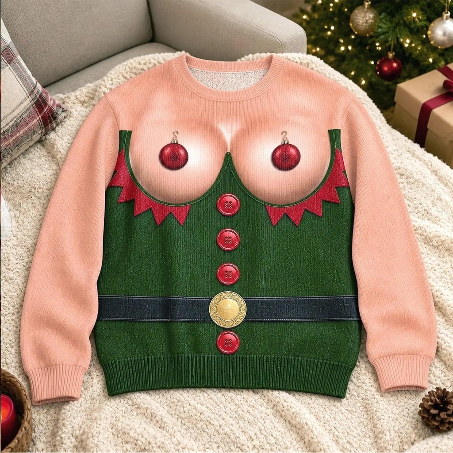 Custom Funny Ugly Sweatshirt - Personalized Christmas Birthday Gifts For Husband, Son, Grandson, Brother, Grandpa, Dad, Yourself - Santa Abs On Full Display Today - MyPhotoSocksAu