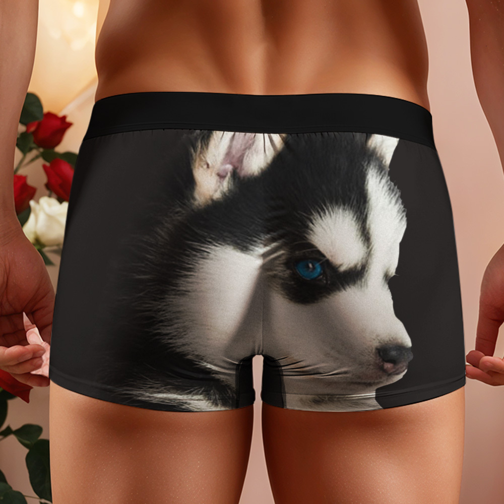 Custom Dog Face Funny Beach Trunks Men's Boxer Briefs - MyPhotoSocksAu
