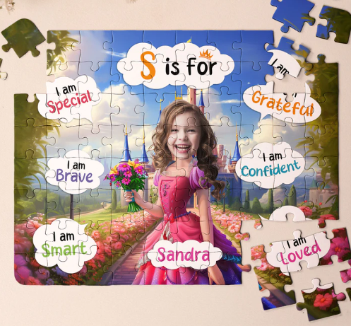 Princess Pink Dress - Board Game For Daughters, Kids - Personalized Photo Jigsaw Puzzle