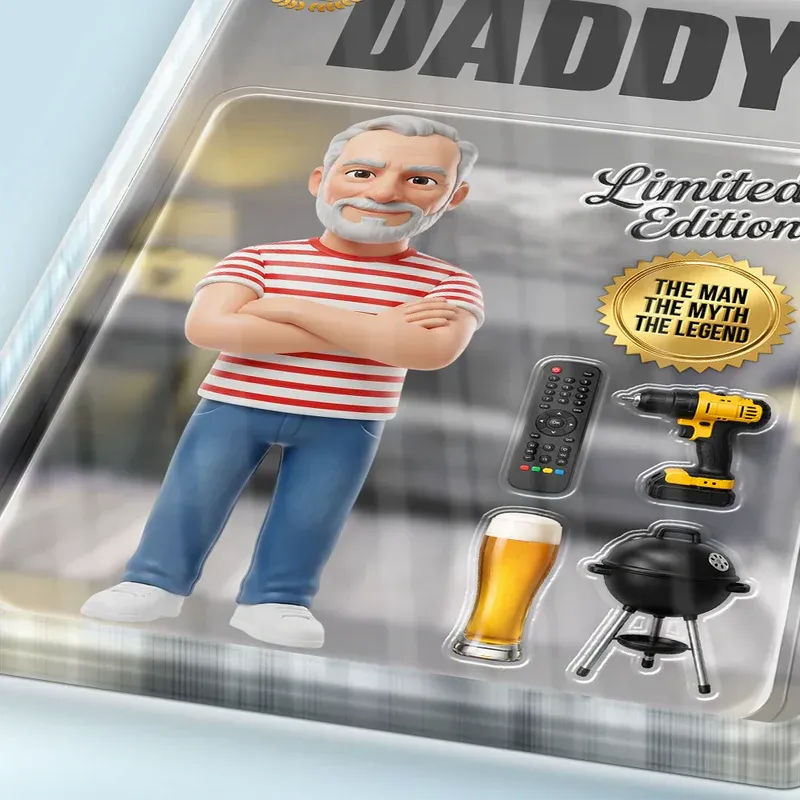 Custom Photo Toybox Figure Dad Grandpa Limited Edition - Personalized Custom Shaped Acrylic Plaque - MyPhotoSocksAu