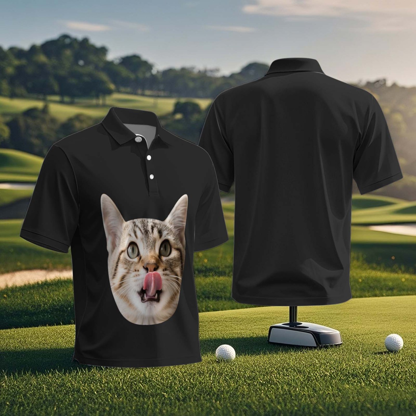 Custom Polo Shirt Personalized Face Polo Blue Red Graffiti Golf Polo Shirt Men's Polo Shirt Gift - MyPhotoSocksAu