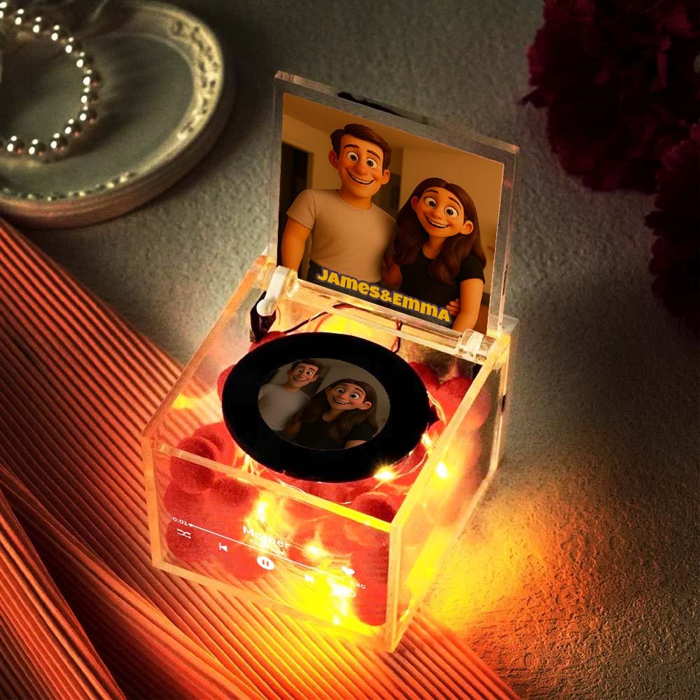 Custom Mini Vinyl Record Player Anime Photo Automatic Music Player Personalized Gifr For Lover - MyPhotoSocksAu
