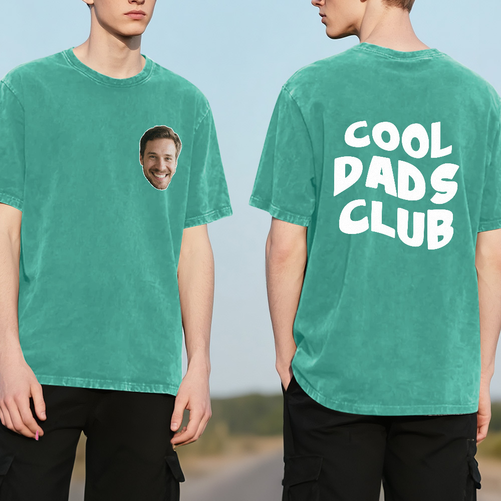 Custom Retro Photo T-Shirt for Dad Personalized Text Picture Shirt Vintage Style Fathers Day Gift - MyPhotoSocksAu