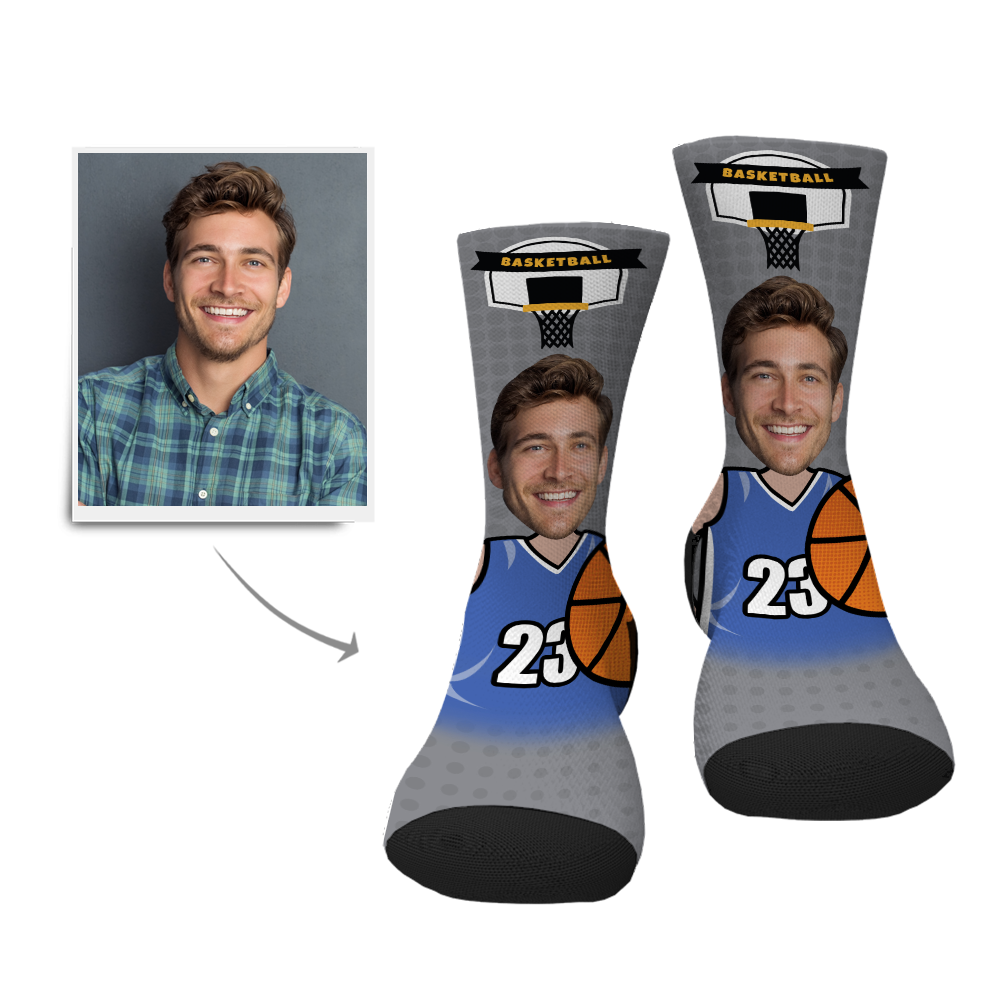 Custom Basketball Player Face Socks - MyPhotoSocksAU