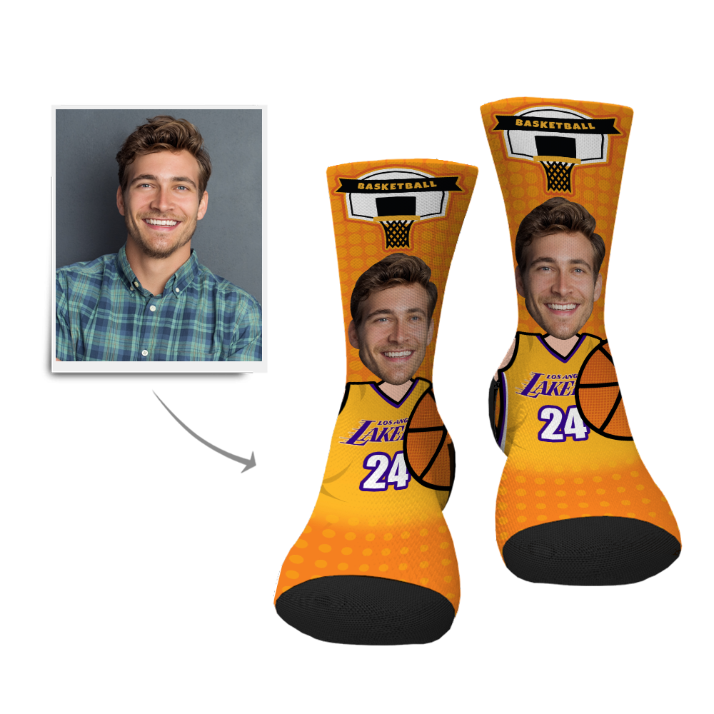 Custom Photo Socks Basketball Player Face Socks- Personalized Gifts.