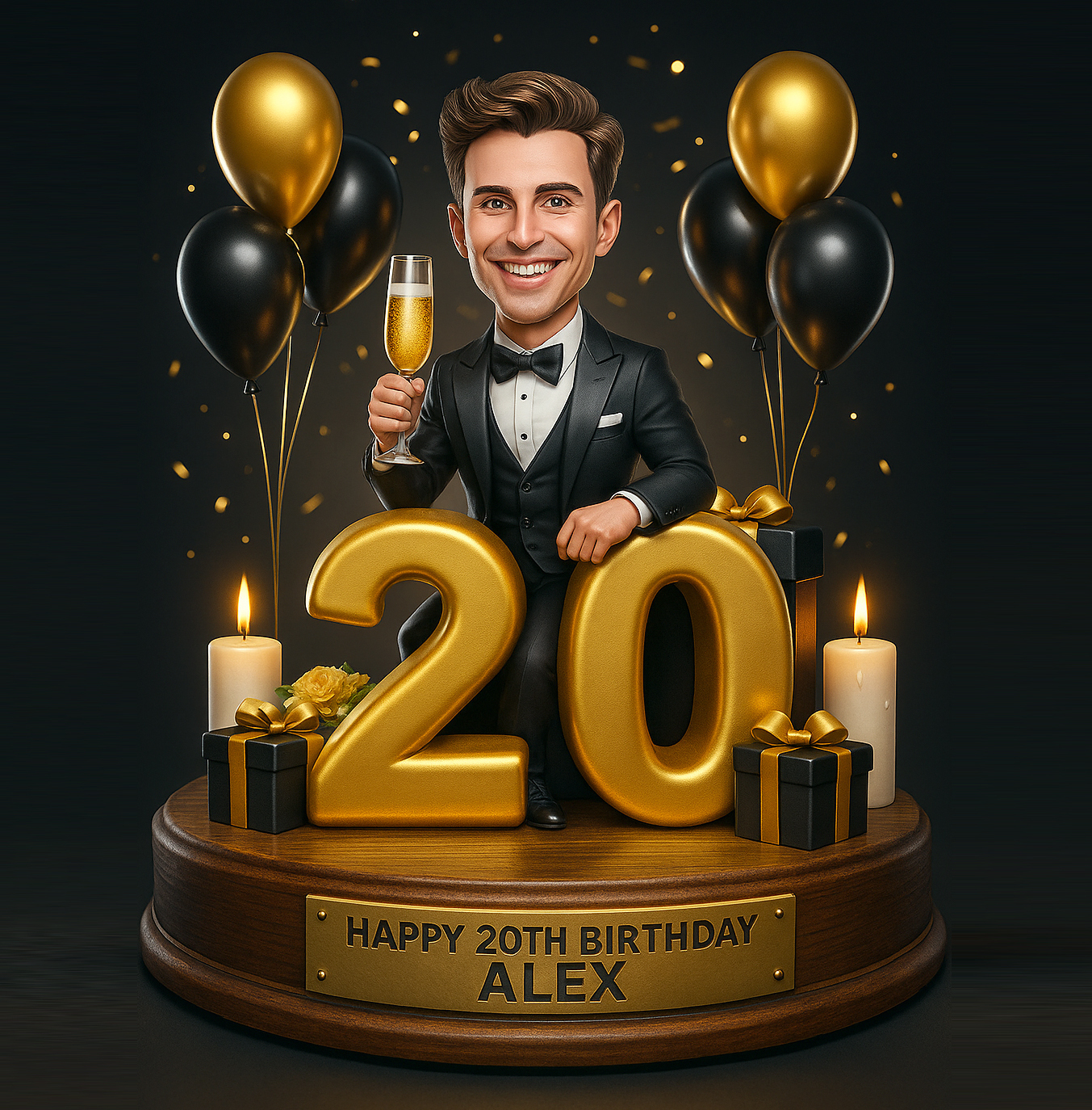 Custom Photo Birthday Man Caricature Portrait Gift Acrylic Plaque 2D Look 3D Pop - MyPhotoSocksAu