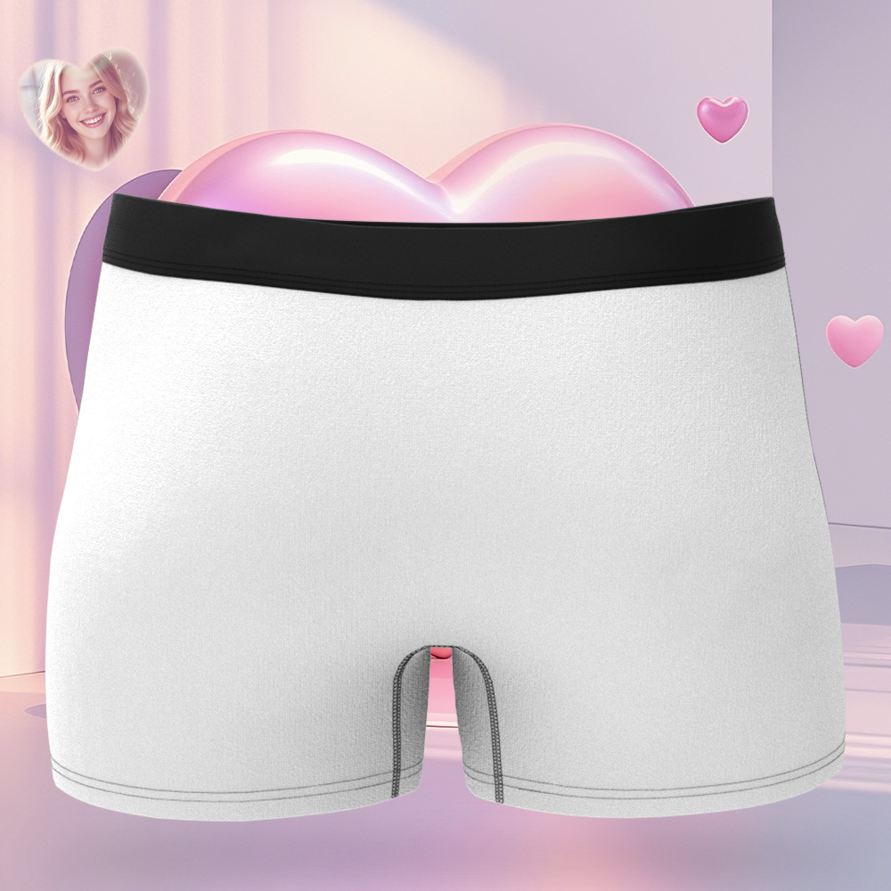 Custom Face Men's Boxer Pink Heart Style Black Underwear Gifts For Him - MyPhotoSocksAu