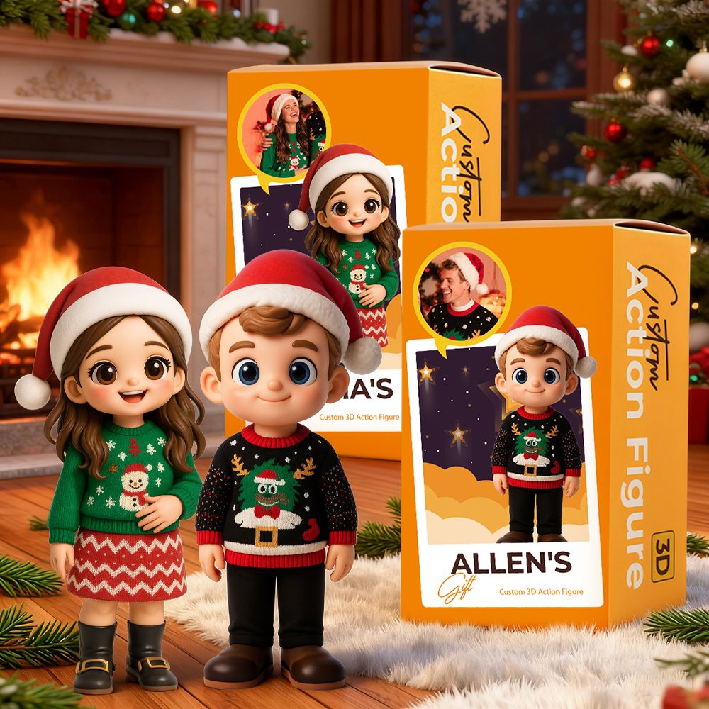 Create Your Own 3D Christmas Action Figure Custom Desk Buddy Personalized Holiday Gift Idea - MyPhotoSocksAu