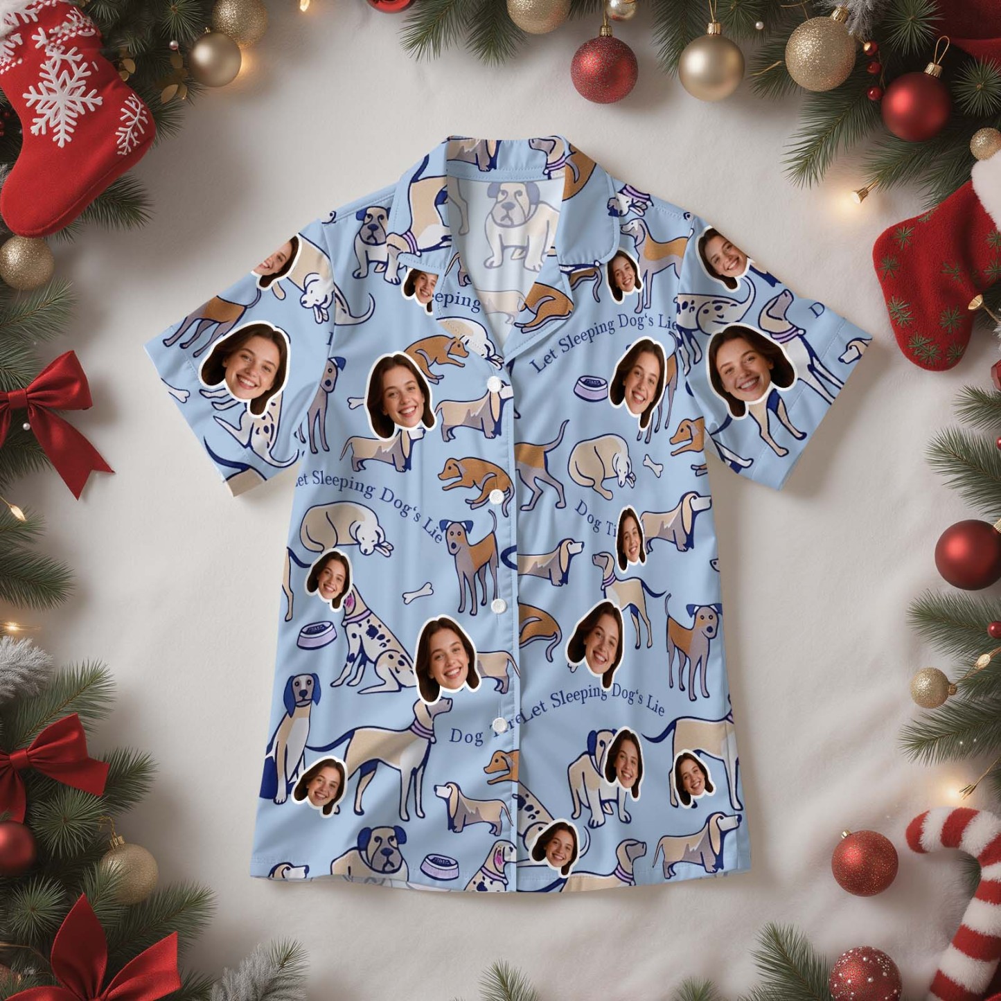 Christmas Gifts Custom Lover Face Short Sleeved Pajamas Personalised Sleepwear Love Gifts For Her - MyPhotoSocksAu