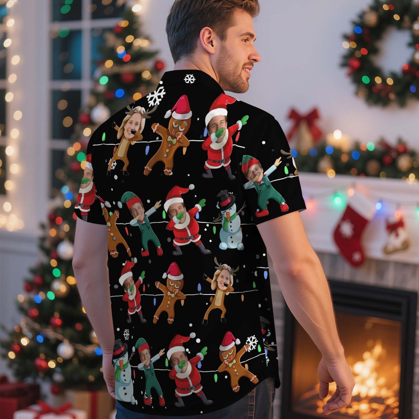 Custom Cute Face Christmas Characters Hawaiian Shirt Personalized Men Hawaiian Shirt With Face Photo Hawaiian Shirt Birthday Christmas Gift - MyPhotoSocksAu